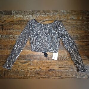 Shein Black/Gold Criss-Cross Open Back Crop